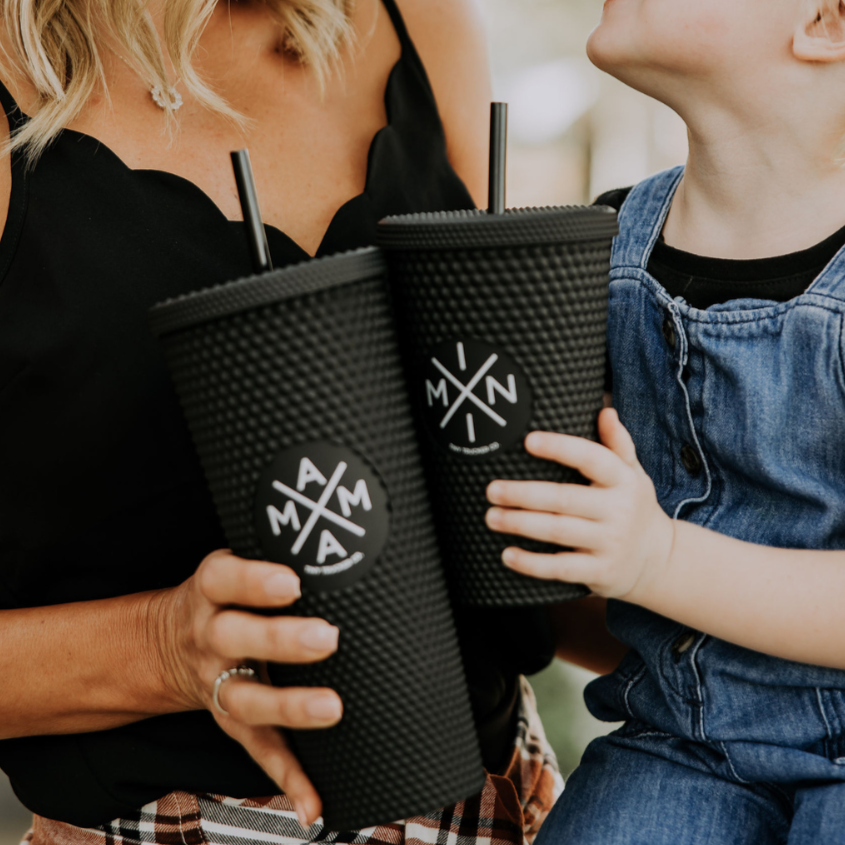 Mama X™ Studded Plastic Tumbler: Matte black