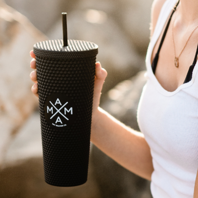 Mama X™ Studded Plastic Tumbler: Matte black